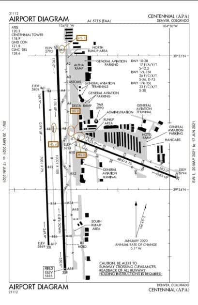 Centennial Airport Runway Map | Centennial Airport Denver (KAPA)