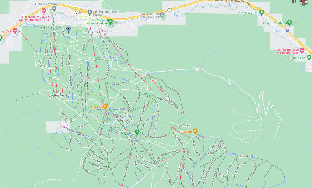 map of Vail Ski Resort Trails