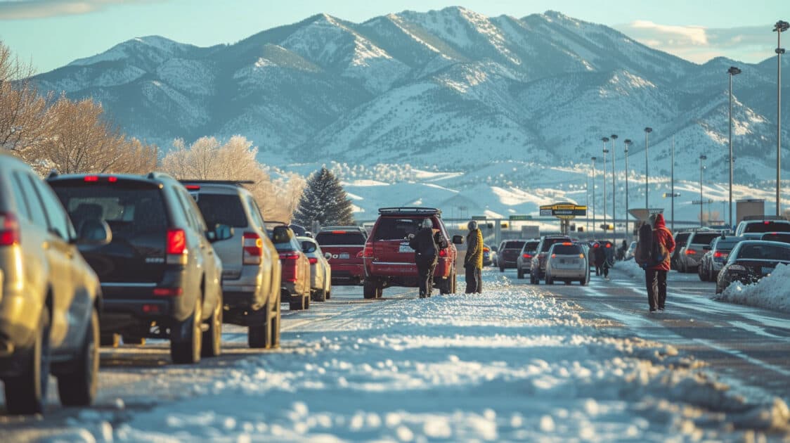 snowy icy colorado mountain roads and traffic