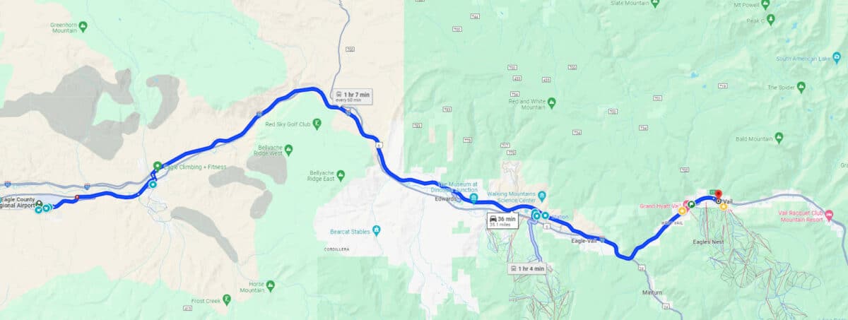 Driving Directions from Eagle Airport to Vail