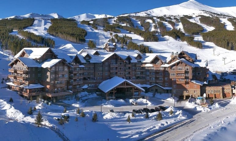 One Ski Hill Place ariel view of the breckenridge hotel