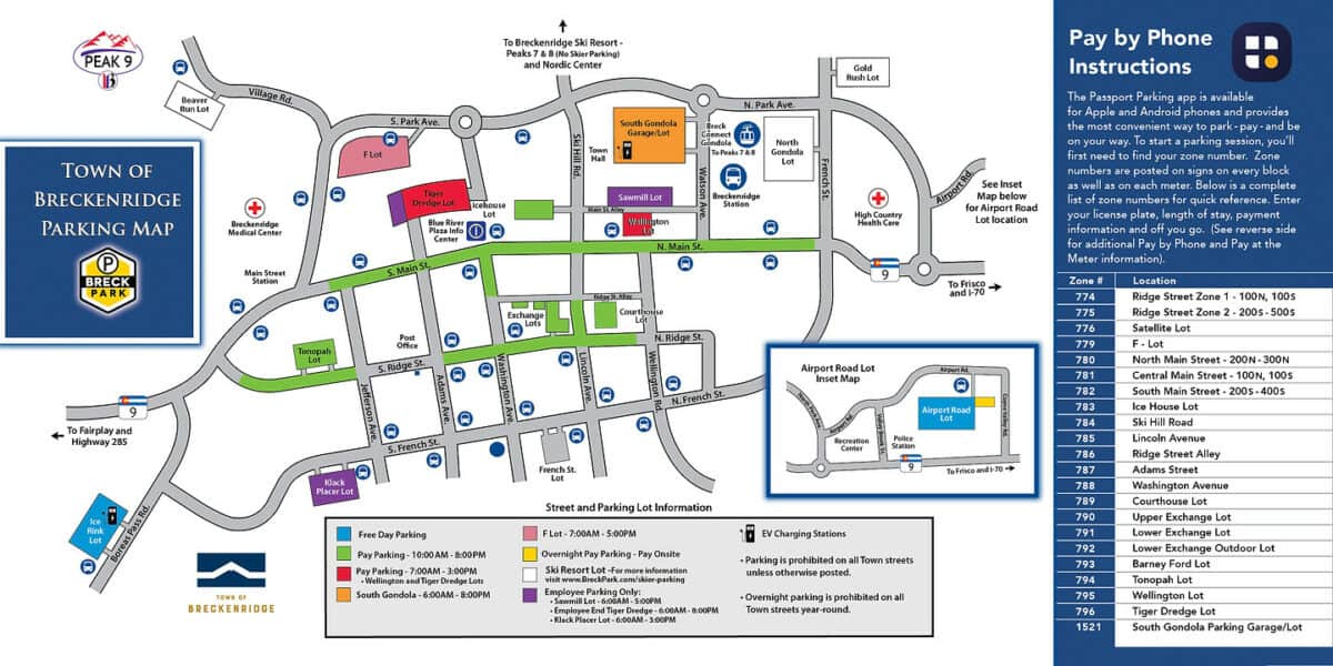 map of Breckenridge parking lots