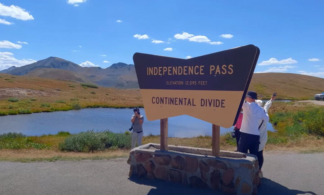 Independence Pass Continental Divide Sign  on the Way to Aspen