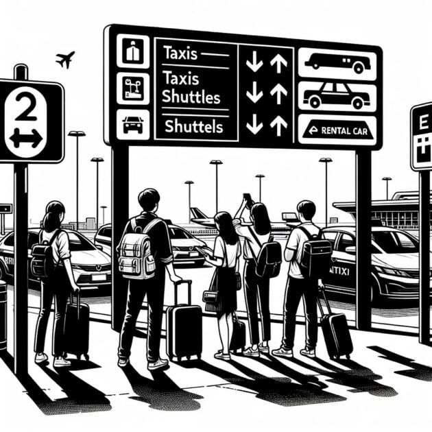 illustration of ground transportation options at Denver Airport