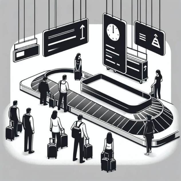 illustration of baggage claim at Denver Airport