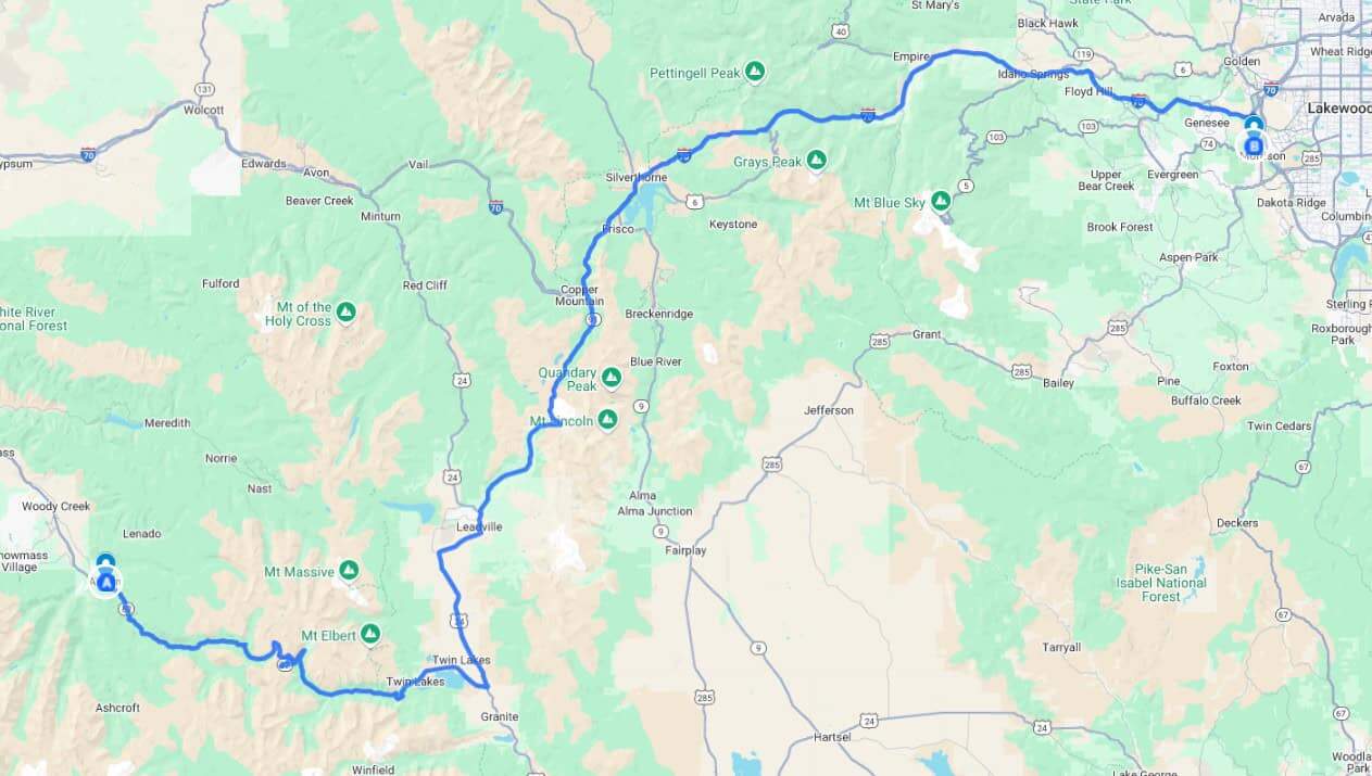Ted Rocks Map Aspen To Red Rocks Car Service | Blue Sky Limo