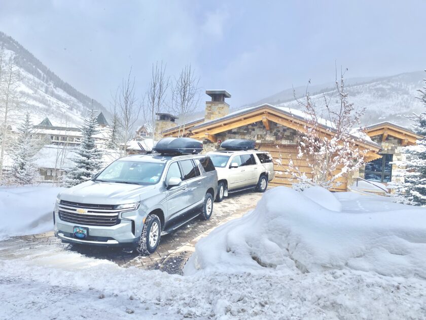 aspen wedding venue transfers with blue sky limo