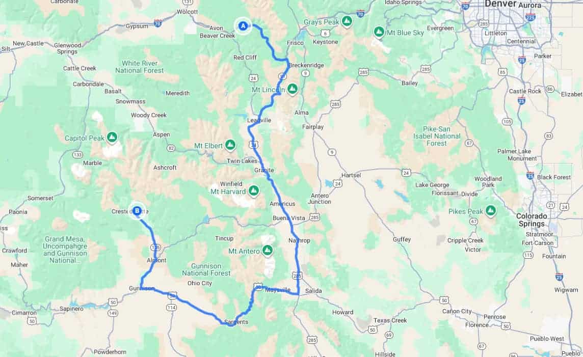 01 vail to crested butte map | Vail to Crested Butte Car Service