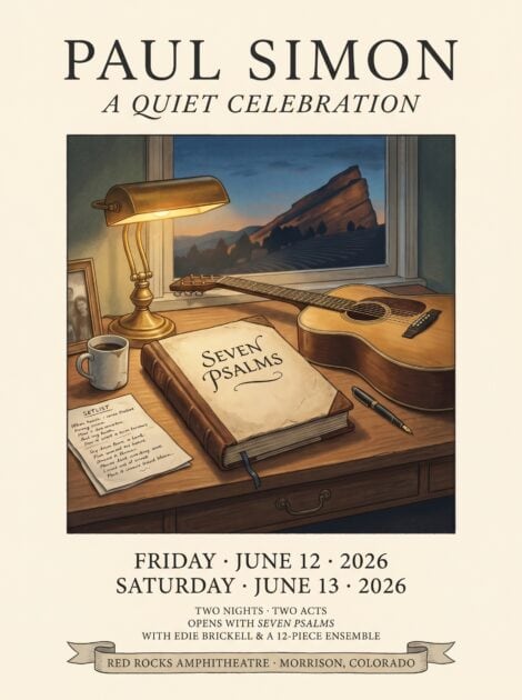 Paul simon at red rocks 2026 vertical poster