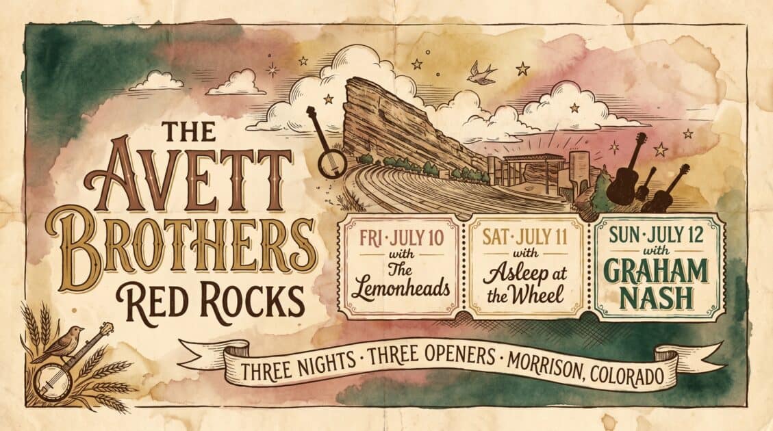 the avett brothers at red rocks 2026 poster