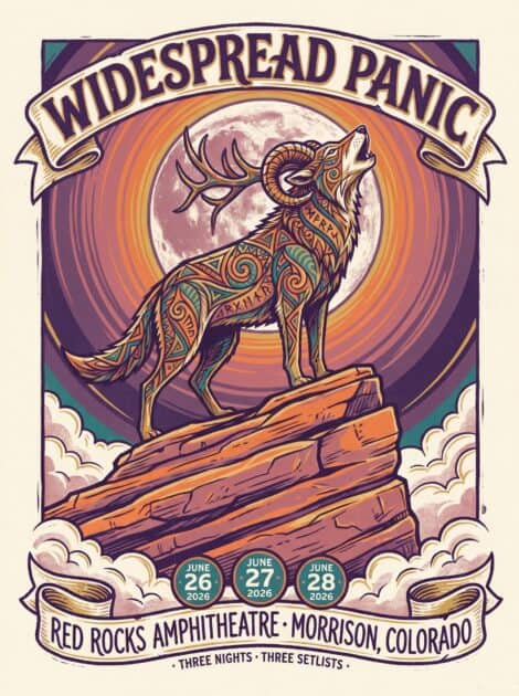 widespread panic red rocks vertical poster