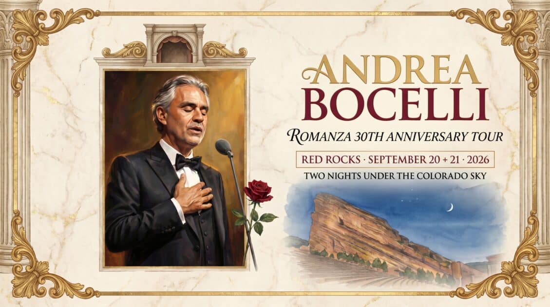 Andrea Bocelli red rocks 2026 poster