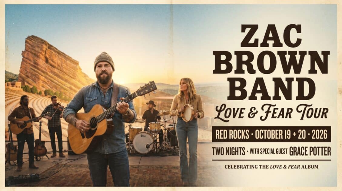 Zac Brown Band red rocks 2026 poster