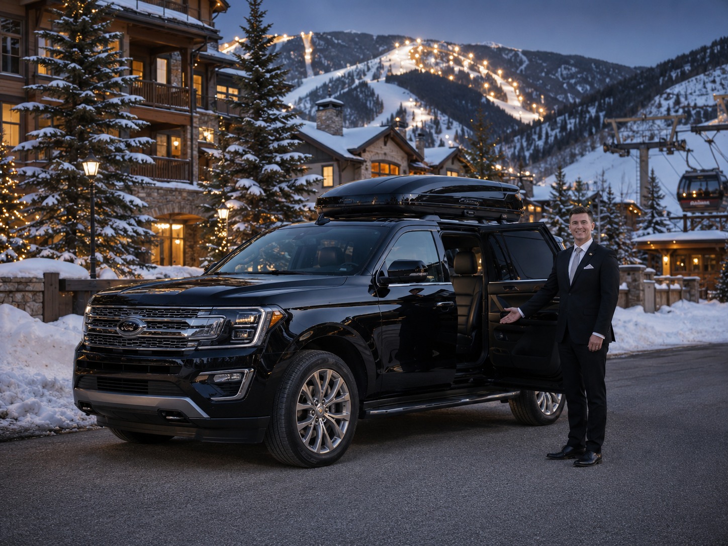 Blue Sky Limo | Keystone Airport Shuttle 11 Blue Sky Limo professional chauffeur with a Ford Expedition Max near Keystone