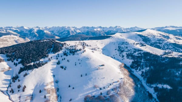 Vail's snow-covered Back Bowls on a clear winter day
